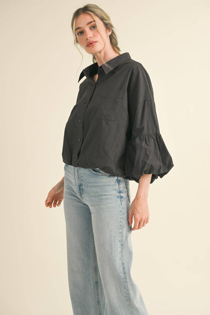 BUTTON DOWN BUBBLE SLEEVE TOP: FREE SPIRIT DREAMER Series: Boho &amp; Free-People loving styles.