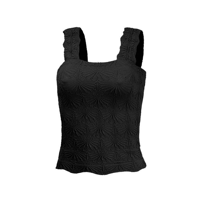 Floral Tone-On-Tone, Jacquard fitted Tank (Buttery Soft & Easy Fit—Stretchy)