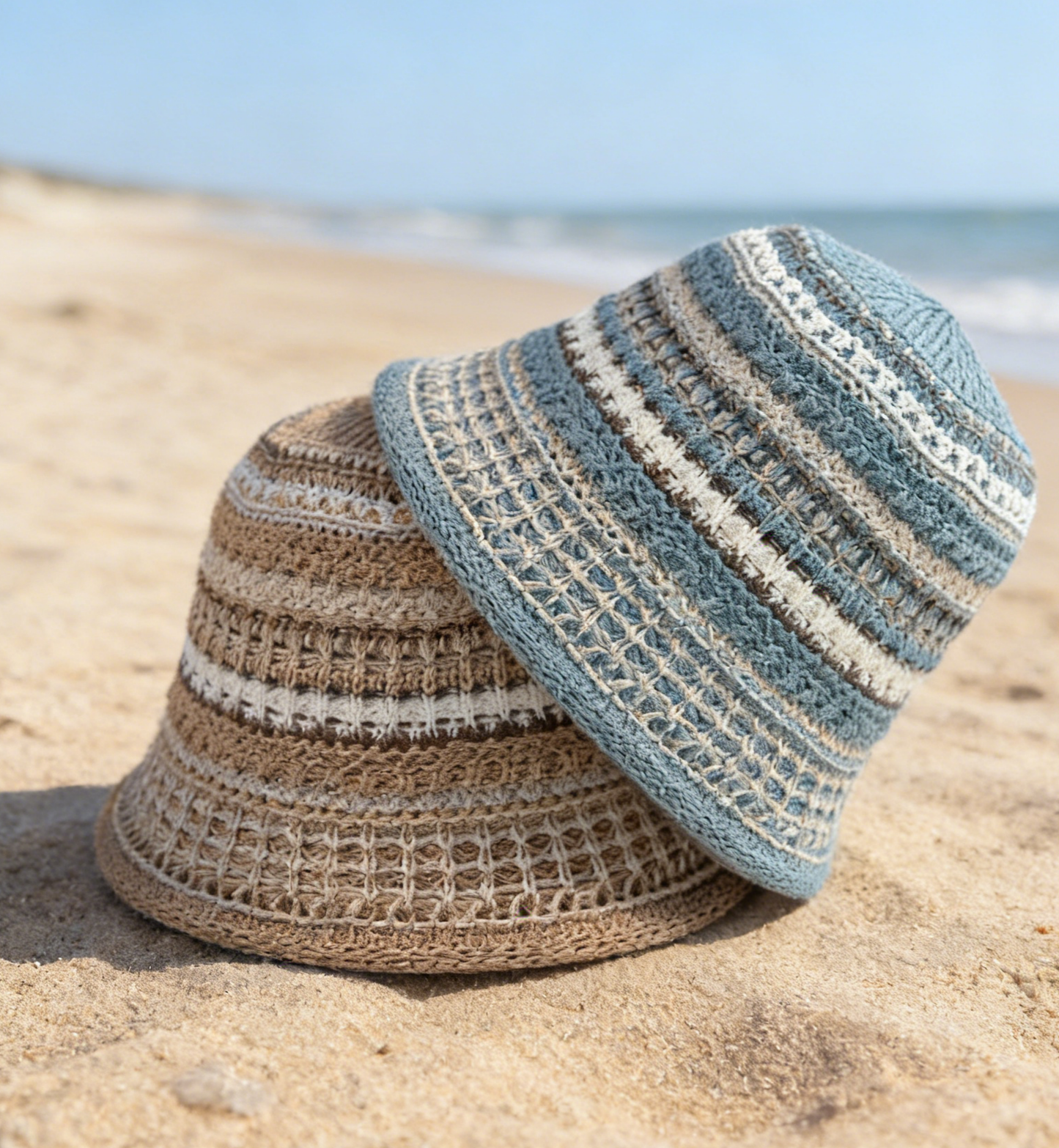 Boho Striped Straw Bucket Hat Breathable Sun Hat: Montana Boho Western Spirit Fashion