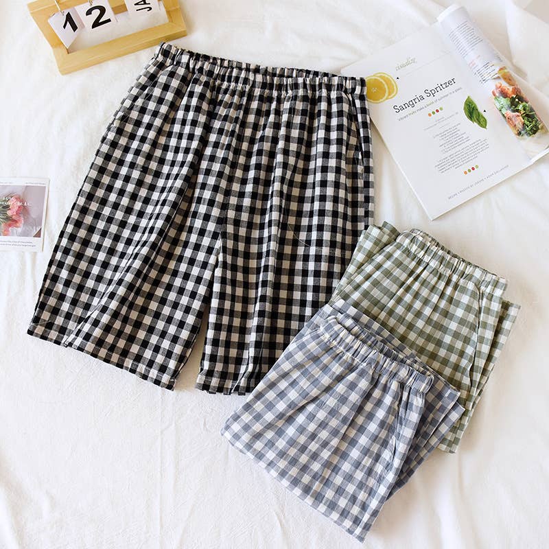 Soft cozy easy Gingham short cotton daily lounge short