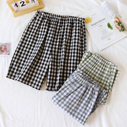 Soft cozy easy Gingham short cotton daily lounge short