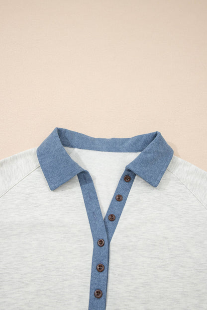 Montana Boho Western Spirit Fashion: Patchwork Collar Half Button Top