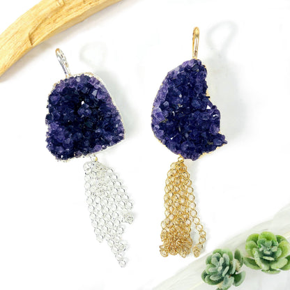 Amethyst Freeform Cluster Pendant Electroplated 24k Gold