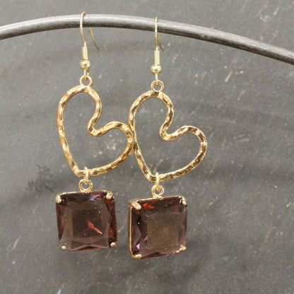 Cutie Pie Heart Throb Dangle Drop Earrings: FREE SPIRIT DREAMER Series: Boho & Free-People loving styles.