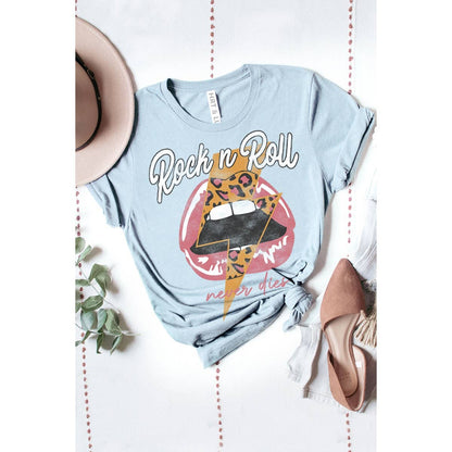 FREE SPIRIT DREAMER Series: ROCK AND ROLL NEVER DIES WASHED GRAPHIC TEE
