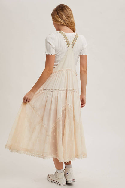 FREE SPIRIT DREAMER Series: LACE EMBROIDERED TULLE BIB MAXI DRESS