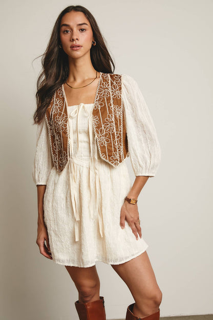 Boho & Free-People loving styles. Embroidered Tie-Front Vest