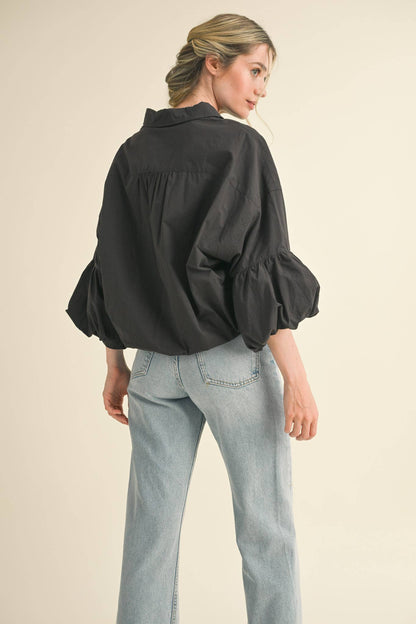 BUTTON DOWN BUBBLE SLEEVE TOP: FREE SPIRIT DREAMER Series: Boho &amp; Free-People loving styles.