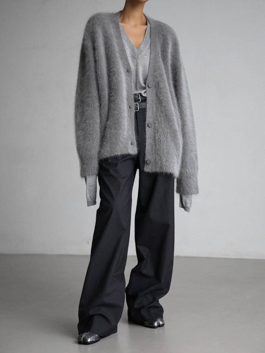FREE SPIRIT DREAMER Series: Faux Mink Knit Oversized Cardigan Soft Cozy Sweater