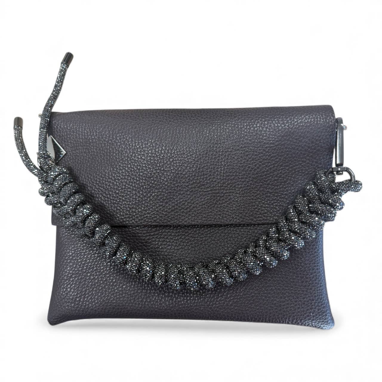 VOGUE—Runway Series:Trio Italian Leather Crossbody, Crystal Handle, Shoulder & Clutch Bag