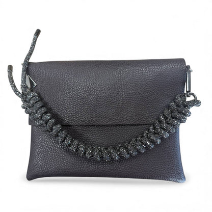 VOGUE—Runway Series:Trio Italian Leather Crossbody, Crystal Handle, Shoulder & Clutch Bag