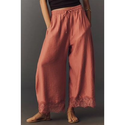 Flowy & Comfee: Lace Patchwork Wide-Leg Pants