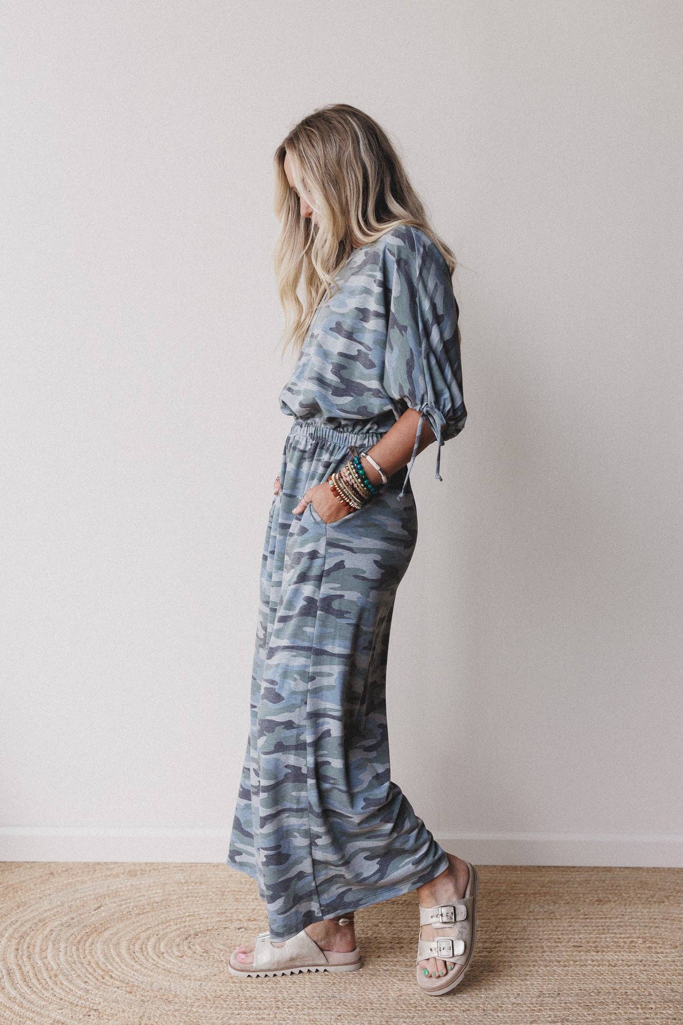 Casual Wanderer Series:Carolina Comfy Wide Leg Jumpsuit - Camo