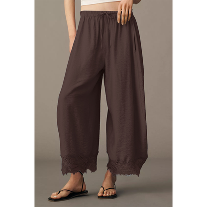 Flowy & Comfee: Lace Patchwork Wide-Leg Pants