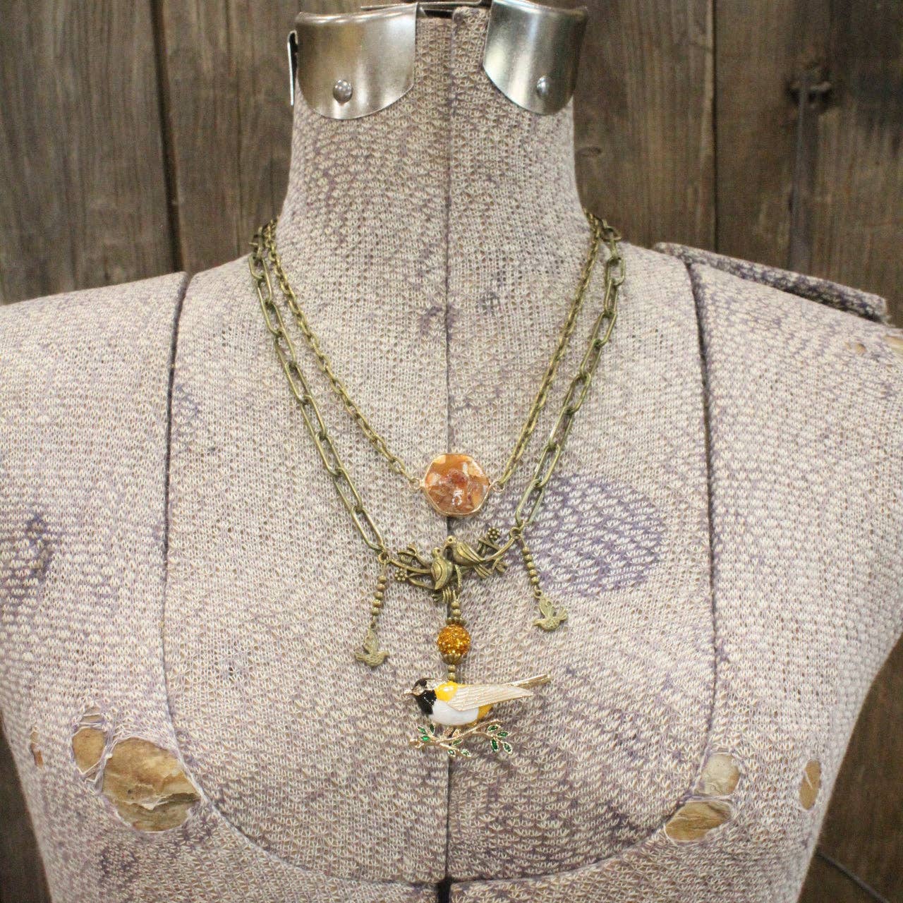 Song Bird Beauty Mustard Necklace: FREE SPIRIT DREAMER Series: Boho & Free-People loving styles.