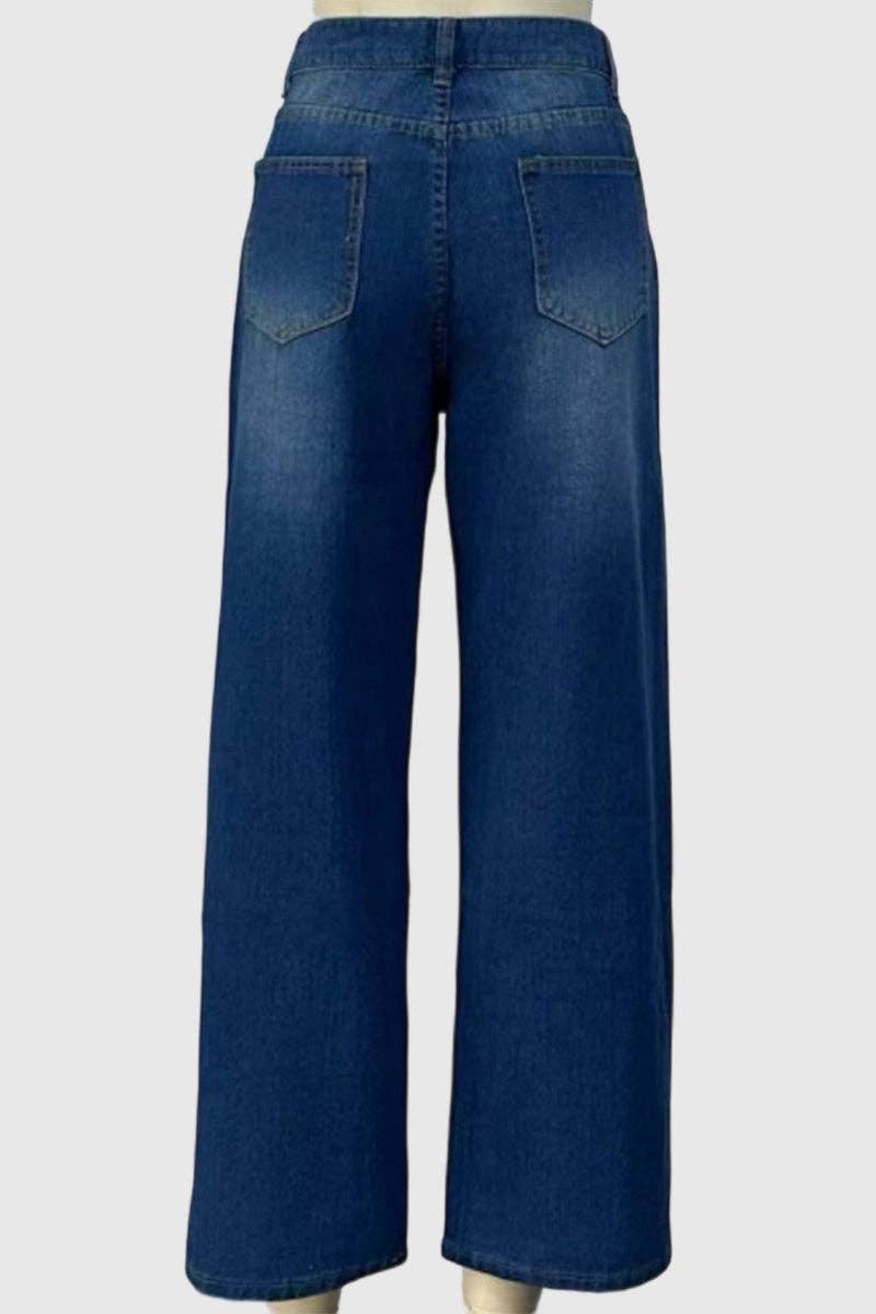 High-Waist Straight Denim Jeans