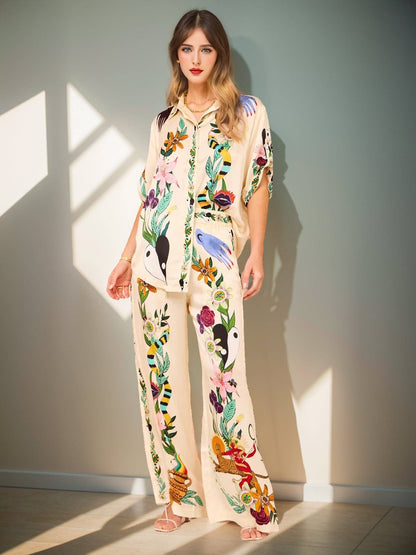 Graphic Print Shirt & Pants Set: Be A Show-Stopper—Simply IRRESISTIBLE: