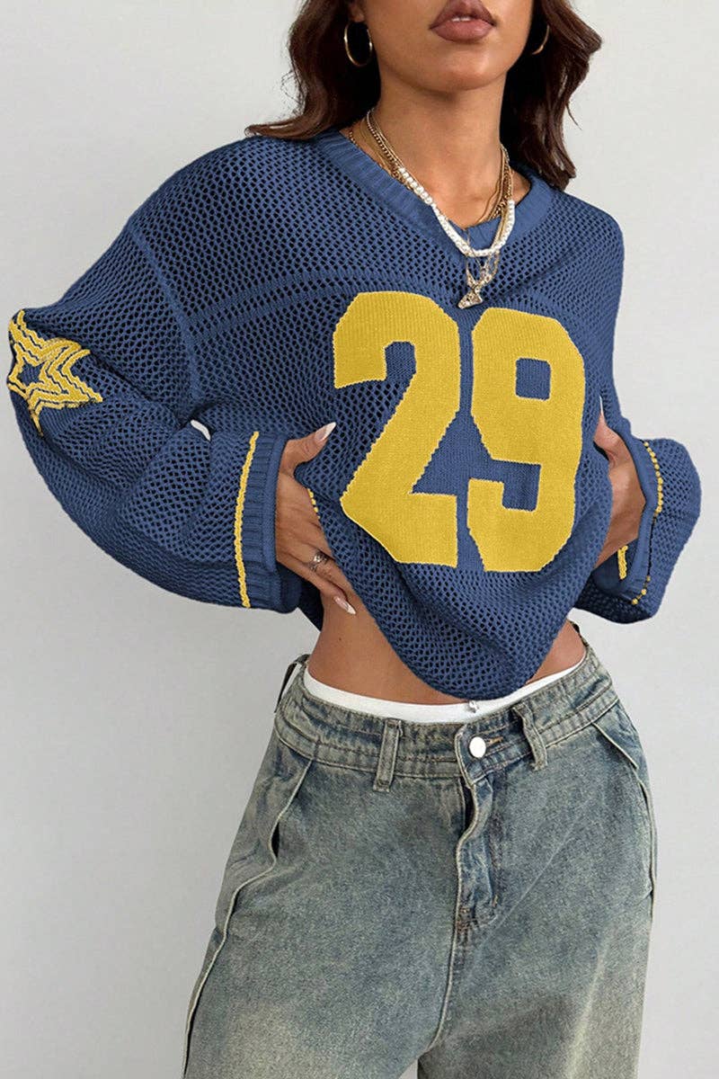Cropped Number Knit Sweater: FREE SPIRIT DREAMER Series: Boho &amp; Free-People loving styles.