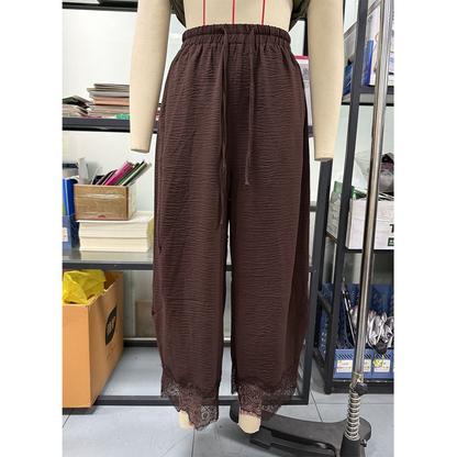Flowy & Comfee: Lace Patchwork Wide-Leg Pants