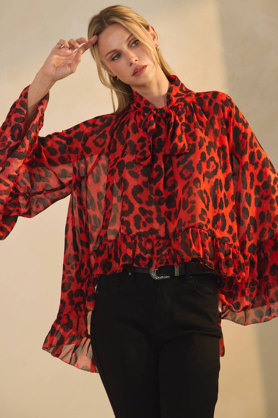 FREE SPIRIT DREAMER Series: Leopard Printed Chiffon Blouse