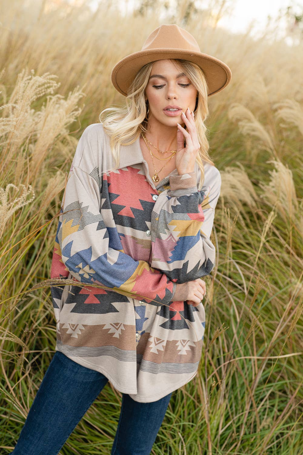 Aztec Cara Women's Button Down Shirt/Jacket