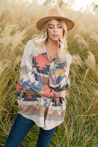 Aztec Cara Women's Button Down Shirt/Jacket