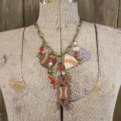 Home Run Hitter Charmed Necklace (Baseball): FREE SPIRIT DREAMER Series: Boho & Free-People loving styles.