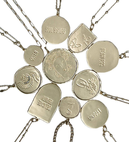 La Déesse Collection Posy "BLOOM" Brass Reversible Necklace