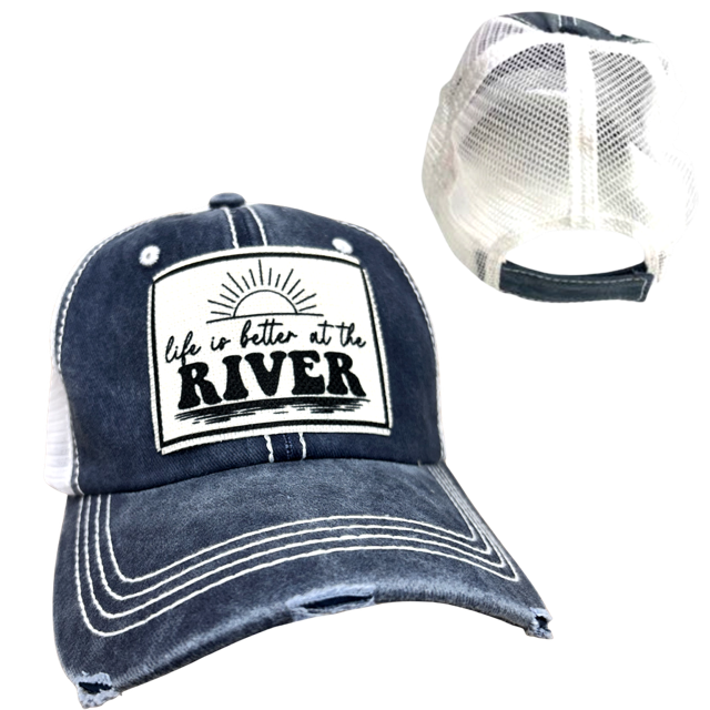 LIFE IS BETTER AT THE RIVER | UNISEX HAT | DISTRESSED: Montana Boho Western Spirit Accessories