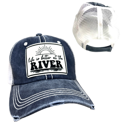 LIFE IS BETTER AT THE RIVER | UNISEX HAT | DISTRESSED: Montana Boho Western Spirit Accessories