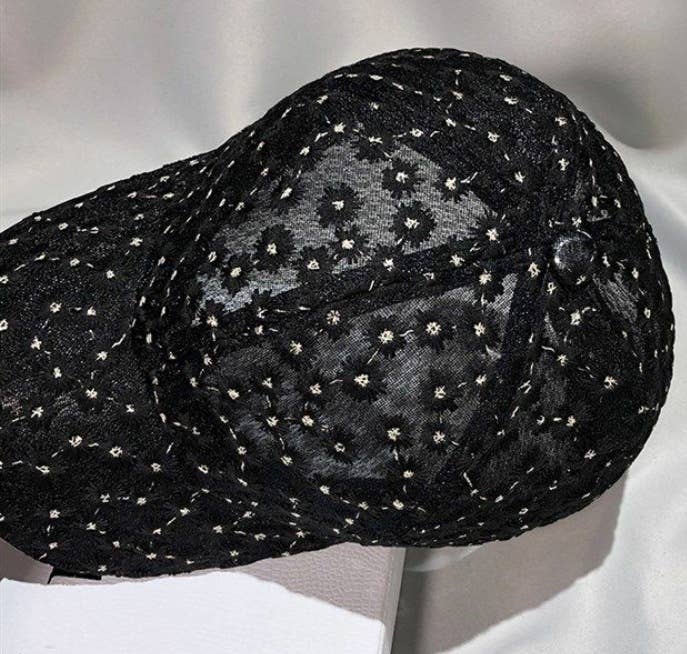 Boho Lace Mesh Cap Daisy Floral Baseball Cap