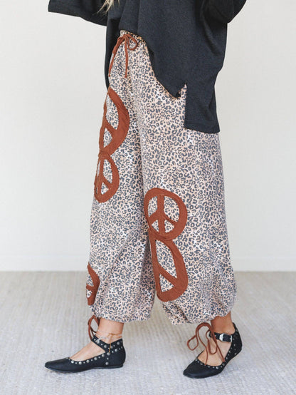 FREE SPIRIT DREAMER Series:Laurel Lee Patchwork Pants - Taupe Leopard