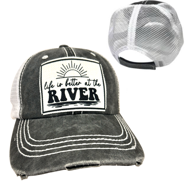 LIFE IS BETTER AT THE RIVER | UNISEX HAT | DISTRESSED: Montana Boho Western Spirit Accessories