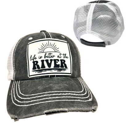 LIFE IS BETTER AT THE RIVER | UNISEX HAT | DISTRESSED: Montana Boho Western Spirit Accessories