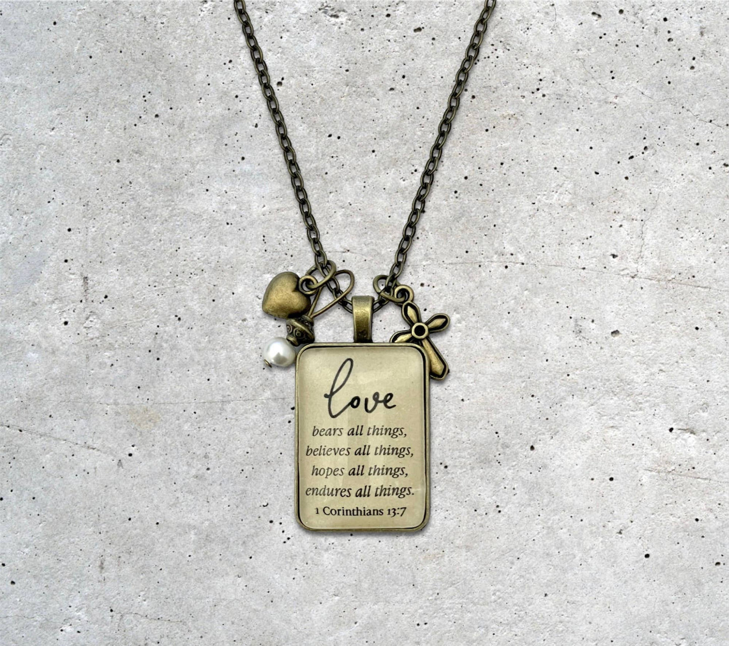 Love Bears All Things 1Corinthians 13:7 Bible verse Necklace: Montana Boho Western Spirit Jewelry