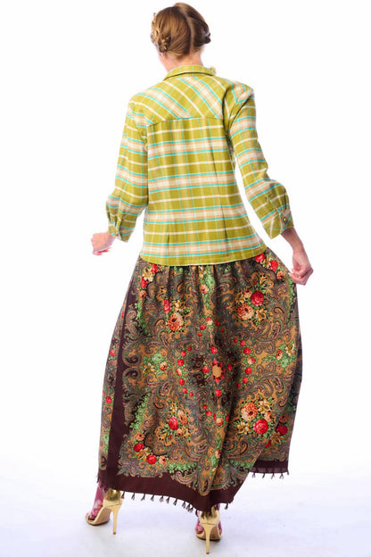 Boho Fashion:  Be the showstopper: Beatrice Maxi Shirt-Olive; Floral Shirt Duster