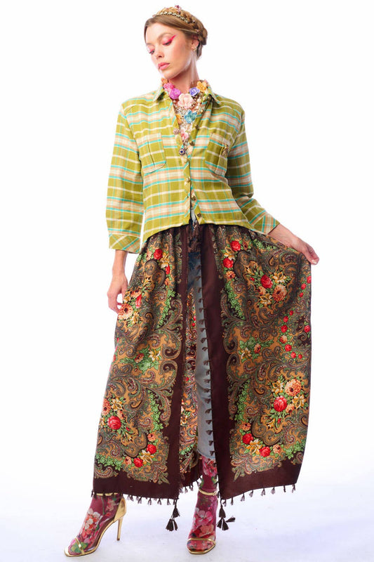 Boho Fashion:  Be the showstopper: Beatrice Maxi Shirt-Olive; Floral Shirt Duster