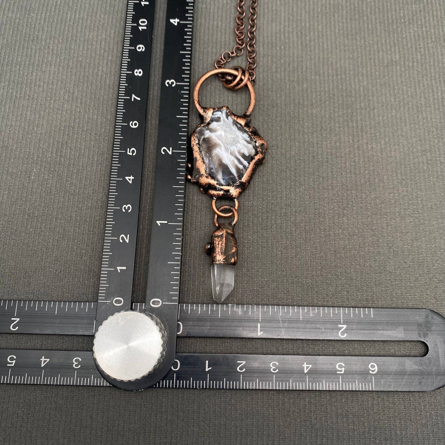 Rocky Mountain Spirit Jewelry: Vintage Onyx & White Crystal Bronze Necklace
