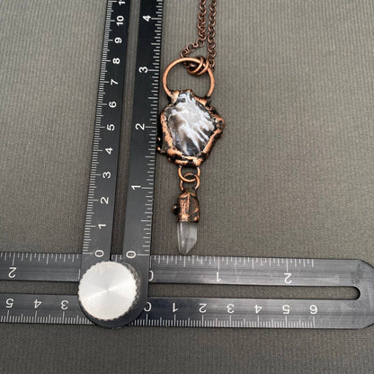 Rocky Mountain Spirit Jewelry: Vintage Onyx & White Crystal Bronze Necklace