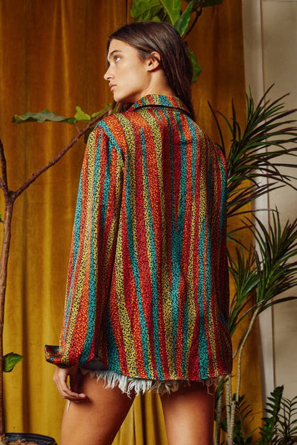 Montana Boho Western Spirit Fashion: Multi Color Long Sleeve Shirt Blouse