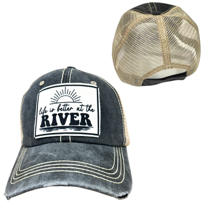 LIFE IS BETTER AT THE RIVER | UNISEX HAT | DISTRESSED: Montana Boho Western Spirit Accessories