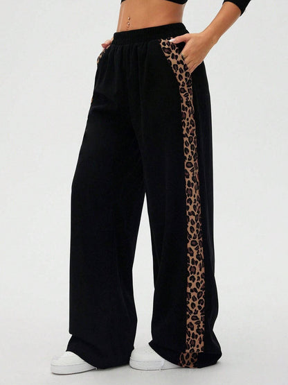 Montana BOHO: Corduroy, Side Leopard Stripe Wide Leg Pants