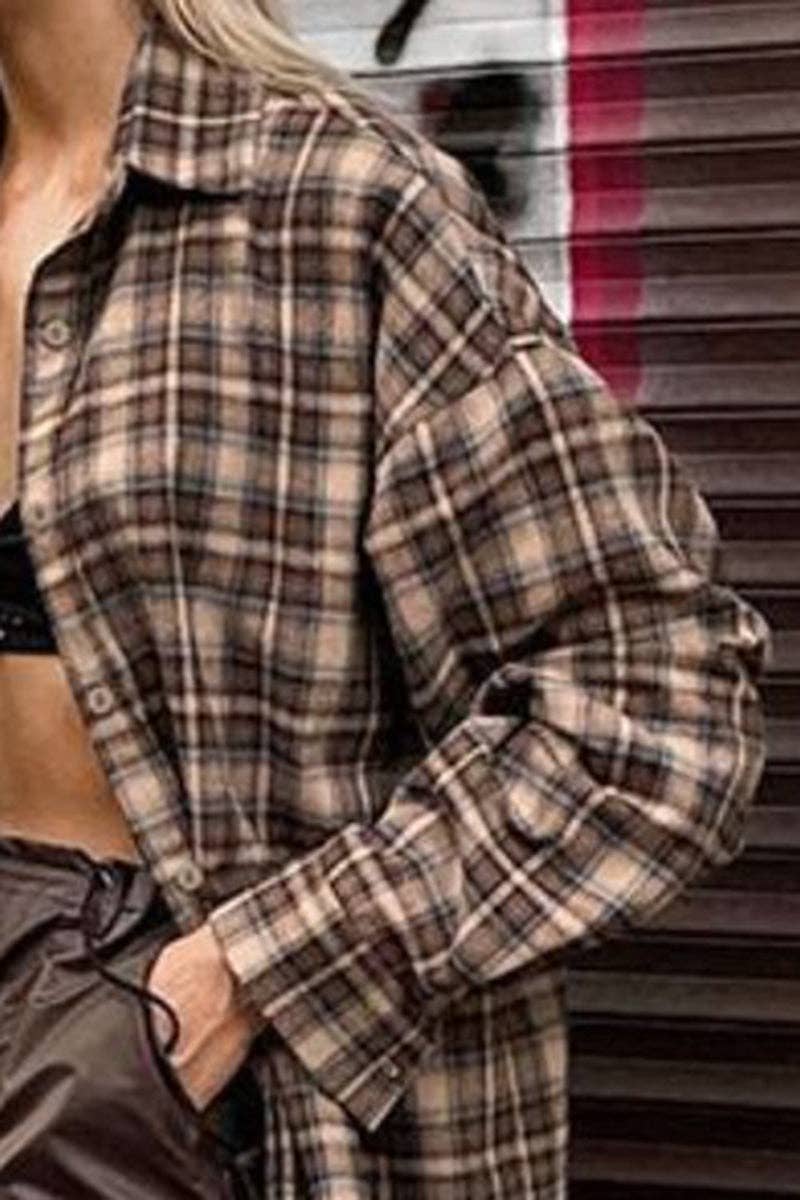 Chic Plaid Shirt for Effortless Style (Brown Plaid Flannel)