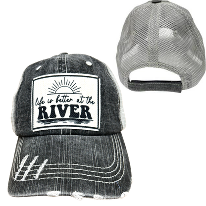 LIFE IS BETTER AT THE RIVER | UNISEX HAT | DISTRESSED: Montana Boho Western Spirit Accessories