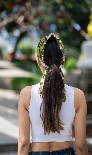 FREE SPIRIT DREAMER Series: Green Stonewash Solid Color Cap with Headband | Tie at Back