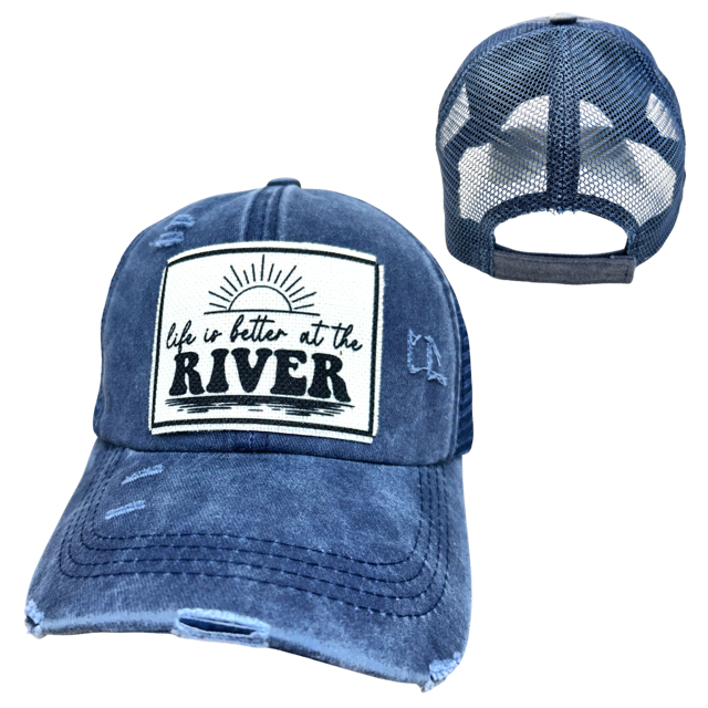 LIFE IS BETTER AT THE RIVER | UNISEX HAT | DISTRESSED: Montana Boho Western Spirit Accessories