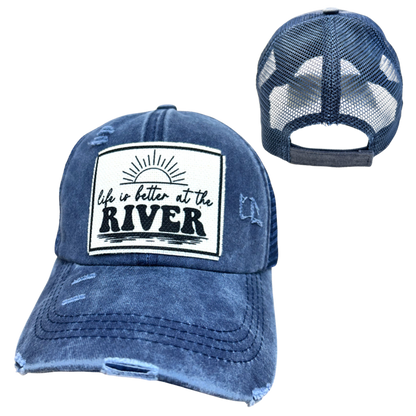 LIFE IS BETTER AT THE RIVER | UNISEX HAT | DISTRESSED: Montana Boho Western Spirit Accessories
