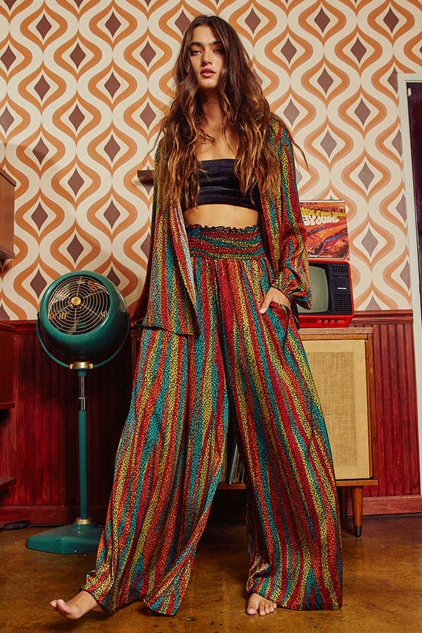 Montana Boho Western Spirit Fashion: Multi Color Long Sleeve Shirt Blouse