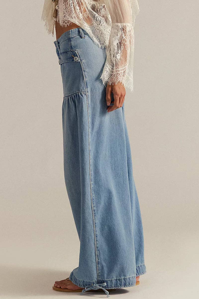 Montana Boho Fahsion: Elastic-Cuff Straight Denim Jeans