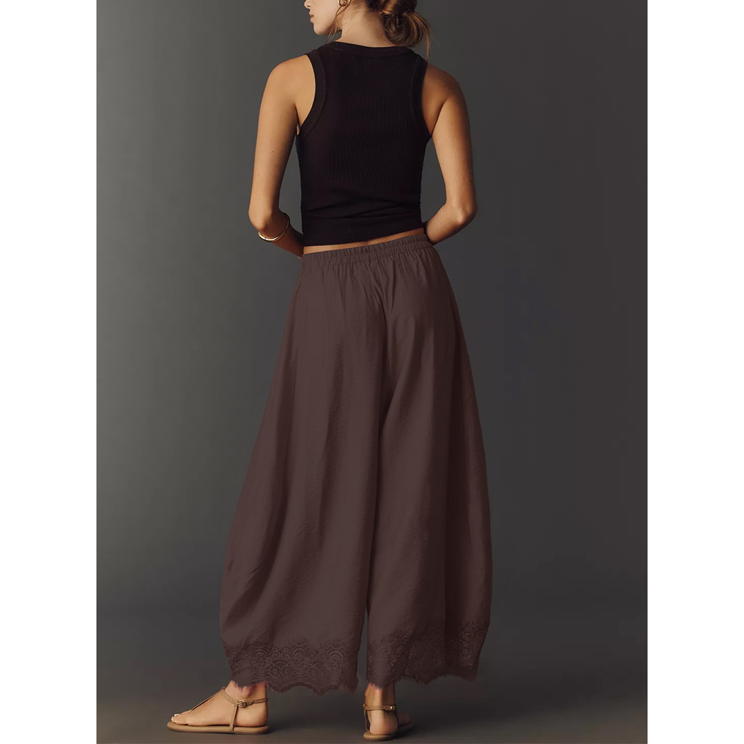 Flowy & Comfee: Lace Patchwork Wide-Leg Pants